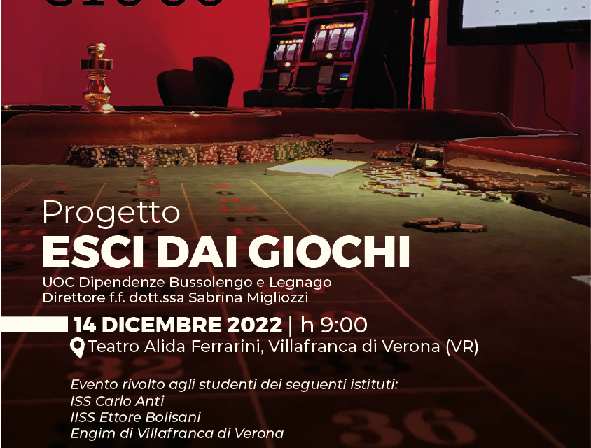 “Fate il nostro gioco”: mercoledì 14 dicembre a Villafranca di Verona talk sul gioco d’azzardo per gli studenti